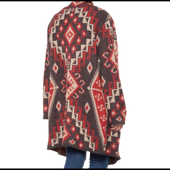 Miss Me Multi Red Wool Blend Open Front Cable Knit Sweater Size M - Picture 2 of 13